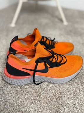 Nike Orange and Black Flyknit Running Sneakers